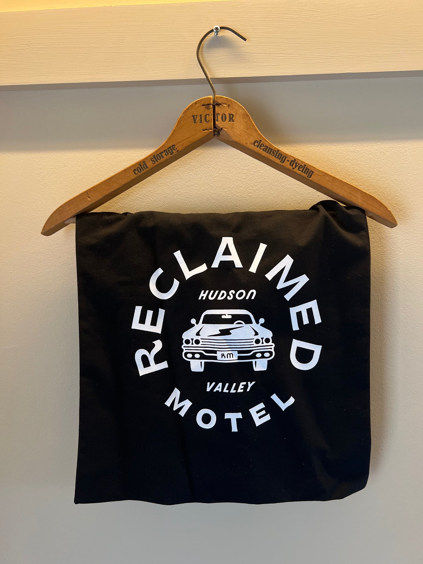 Reclaimed Motel Black on White Tote Bag